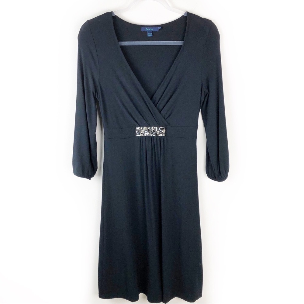 Boden- Black long sleeve beading front dress 10L
